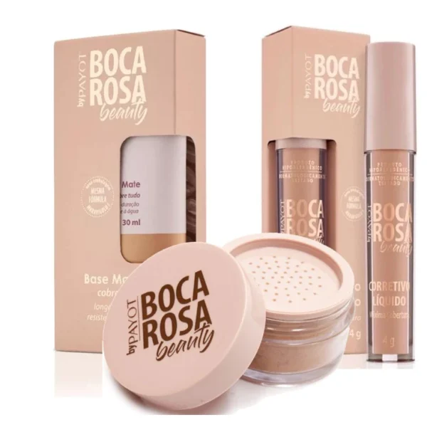 KIT Base Boca Rosa + Pó Solto Mármore e Corretivo